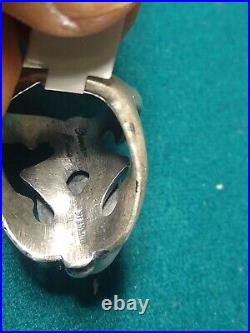 Native American, Sterling Silver Sandcast WithConch Shell, Navajo Ring Size 7.5