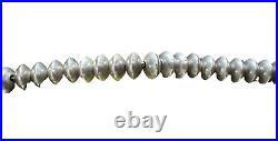 Native American Sterling Silver Saucer 68 Grams Bench Beads Necklace 24 Inches