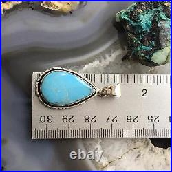 Native American Sterling Silver Teardrop Turquoise #8 Pendant For Women