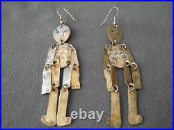 Native American Sterling Silver Tribal Etched Moving Figure Hook Earrings 4