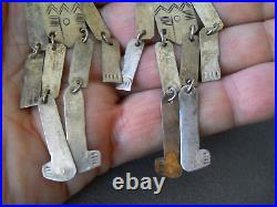 Native American Sterling Silver Tribal Etched Moving Figure Hook Earrings 4