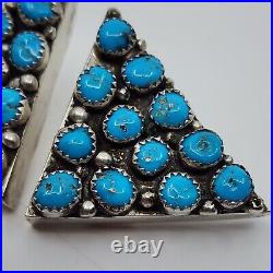 Native American Sterling Silver & Turquoise Cluster Collar Tips