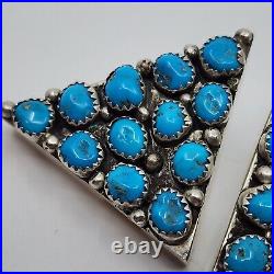 Native American Sterling Silver & Turquoise Cluster Collar Tips