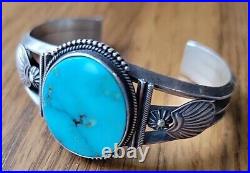 Native American Sterling Silver & Turquoise Cuff Bracelet R-V-So Steve Arviso