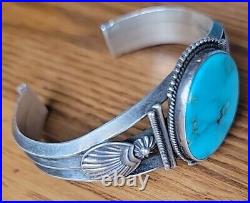 Native American Sterling Silver & Turquoise Cuff Bracelet R-V-So Steve Arviso