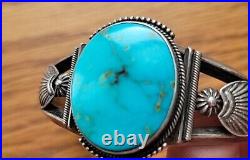 Native American Sterling Silver & Turquoise Cuff Bracelet R-V-So Steve Arviso