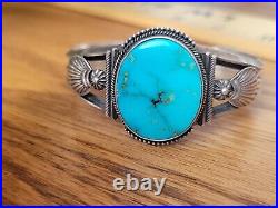 Native American Sterling Silver & Turquoise Cuff Bracelet R-V-So Steve Arviso