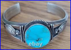 Native American Sterling Silver & Turquoise Cuff Bracelet R-V-So Steve Arviso