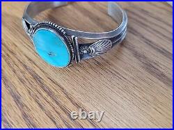 Native American Sterling Silver & Turquoise Cuff Bracelet R-V-So Steve Arviso