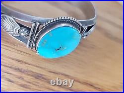 Native American Sterling Silver & Turquoise Cuff Bracelet R-V-So Steve Arviso