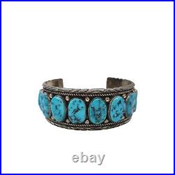 Native American Sterling Silver Turquoise Cuff Bracelet by Myra Nastacio