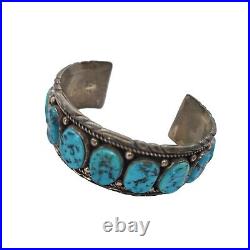 Native American Sterling Silver Turquoise Cuff Bracelet by Myra Nastacio