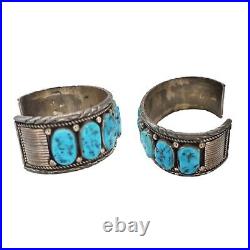 Native American Sterling Silver Turquoise Cuff Bracelet by Myra Nastacio