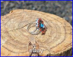 Native American Sterling Silver Turquoise Ring Handcrafted Jewelry Sz 7.25US