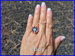 Native American Sterling Silver Turquoise Ring Handcrafted Jewelry Sz 7.25US