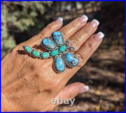 Native American Sterling Silver Turquoise ZUNI Ring Southwest Jewelry Adjustable