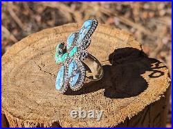 Native American Sterling Silver Turquoise ZUNI Ring Southwest Jewelry Adjustable