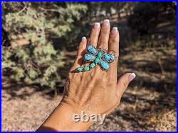 Native American Sterling Silver Turquoise ZUNI Ring Southwest Jewelry Adjustable