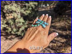 Native American Sterling Silver Turquoise ZUNI Ring Southwest Jewelry Adjustable