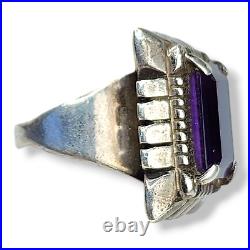 Native American Sterling Silver Vintage Navajo Mark Yazzie Amethyst Ring SZ 6.5