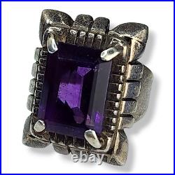 Native American Sterling Silver Vintage Navajo Mark Yazzie Amethyst Ring SZ 6.5