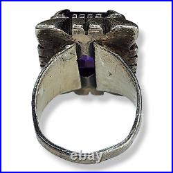 Native American Sterling Silver Vintage Navajo Mark Yazzie Amethyst Ring SZ 6.5