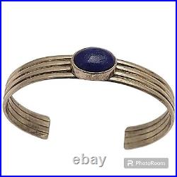 Native American Tommie Charlie Navajo Sterling Silver Lapis Lazuli Bracelet