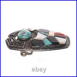 Native American Tufa Cast silver Ironwood, turquoise, coral belt buckle