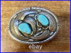 Native American Turquoise Sterling Belt Buckle