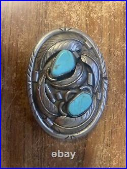 Native American Turquoise Sterling Belt Buckle