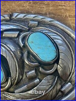 Native American Turquoise Sterling Belt Buckle