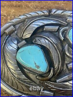 Native American Turquoise Sterling Belt Buckle