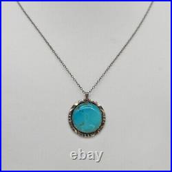 Native American Turquoise Sterling Silver Pendant with Chain