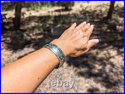 Native American Vintage Bracelet Sterling Silver Tribal Symbols Jewelry Sz 6.75