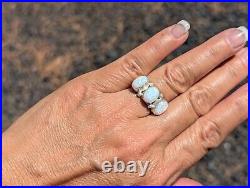 Native American White Opal Handcrafted Navajo Sterling Silver Ring Jewelry