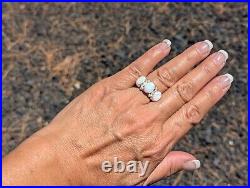 Native American White Opal Handcrafted Navajo Sterling Silver Ring Jewelry