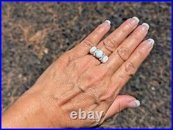 Native American White Opal Handcrafted Navajo Sterling Silver Ring Jewelry