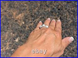 Native American White Opal Handcrafted Navajo Sterling Silver Ring Jewelry