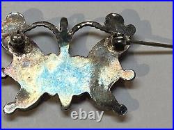 Native American ZUNI Vintage Silver Multi Stone Inlaid Butterfly Pin/Pendant