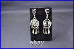 Native American Zuni Merlinda Chavez Turquoise & Silver Chandelier Earrings