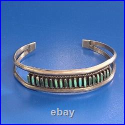 Native American Zuni Sterling Silver Turquoise Cuff Bracelet Sz 6.75