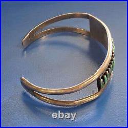 Native American Zuni Sterling Silver Turquoise Cuff Bracelet Sz 6.75