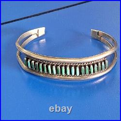 Native American Zuni Sterling Silver Turquoise Cuff Bracelet Sz 6.75