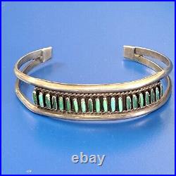 Native American Zuni Sterling Silver Turquoise Cuff Bracelet Sz 6.75