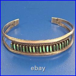 Native American Zuni Sterling Silver Turquoise Cuff Bracelet Sz 6.75