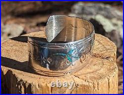 Native American Zuni Turquoise Bracelet Cuff Jewelry Sterling Inlay Sz 7.25