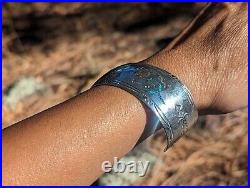 Native American Zuni Turquoise Bracelet Cuff Jewelry Sterling Inlay Sz 7.25