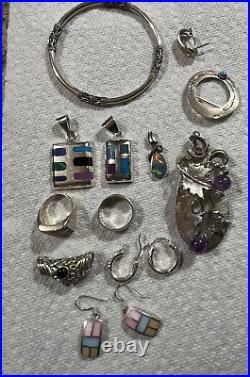 Native American and Sterling Silver Lot Of 12 Items