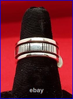 Navajo Band Ring Size 8 Sterling Silver Signed Native American Vintage USA