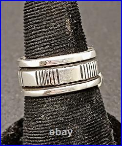 Navajo Band Ring Size 8 Sterling Silver Signed Native American Vintage USA